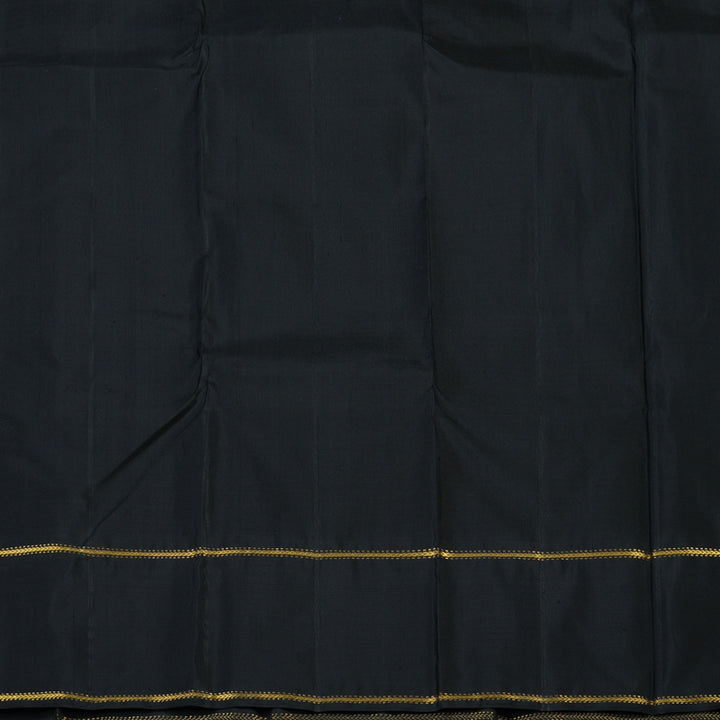 Hayagrivas Handloom Mustard Kanjivaram Silk Saree with Black Border KBE2534C12-1