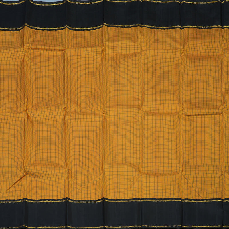 Hayagrivas Handloom Mustard Kanjivaram Silk Saree with Black Border KBE2534C12-1
