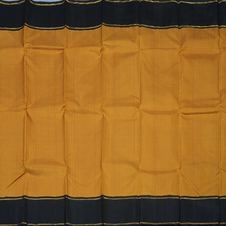 Hayagrivas Handloom Mustard Kanjivaram Silk Saree with Black Border KBE2534C12-1