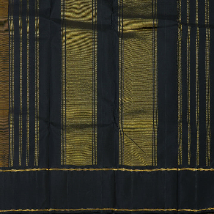Hayagrivas Handloom Mustard Kanjivaram Silk Saree with Black Border KBE2534C12-1