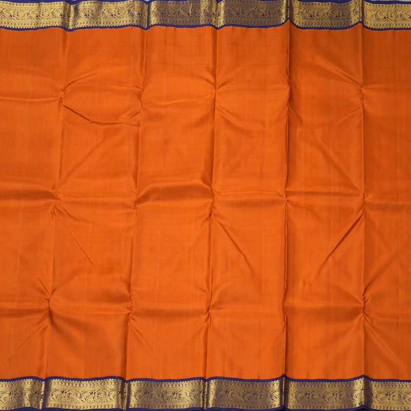 Hayagrivas Handloom Rust Orange Kanjivaram Silk Saree with Navy Blue Border KBE2534C13-4