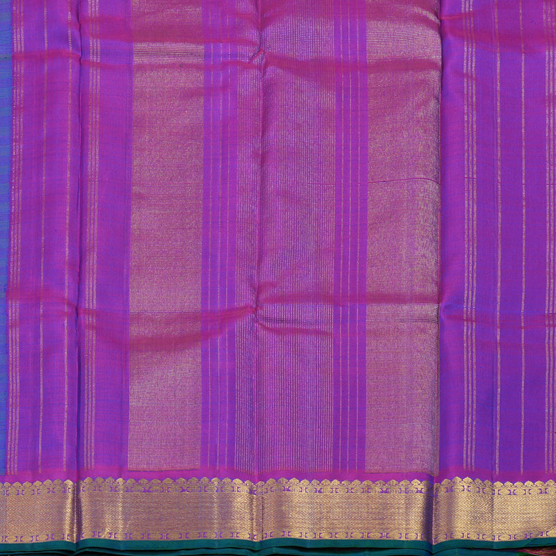 Hayagrivas Handloom Blue (Carpet Checks) Kanjivaram Silk Saree with Purple Border KBE2534C2-1