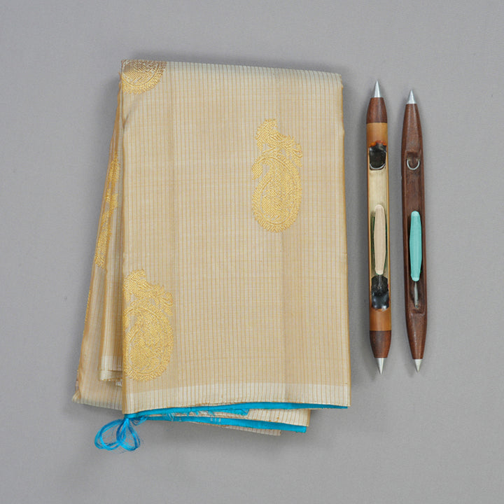 Hayagrivas Handloom Beige Kanjivaram Silk Saree KBE2534C4-2