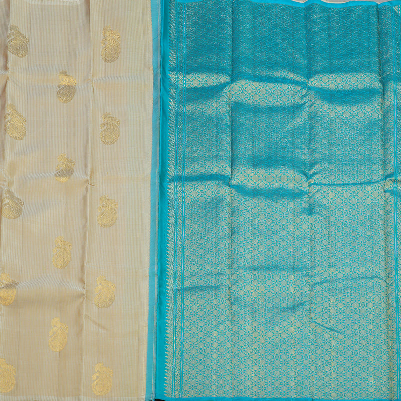Hayagrivas Handloom Beige Kanjivaram Silk Saree KBE2534C4-2
