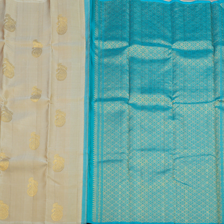 Hayagrivas Handloom Beige Kanjivaram Silk Saree KBE2534C4-2