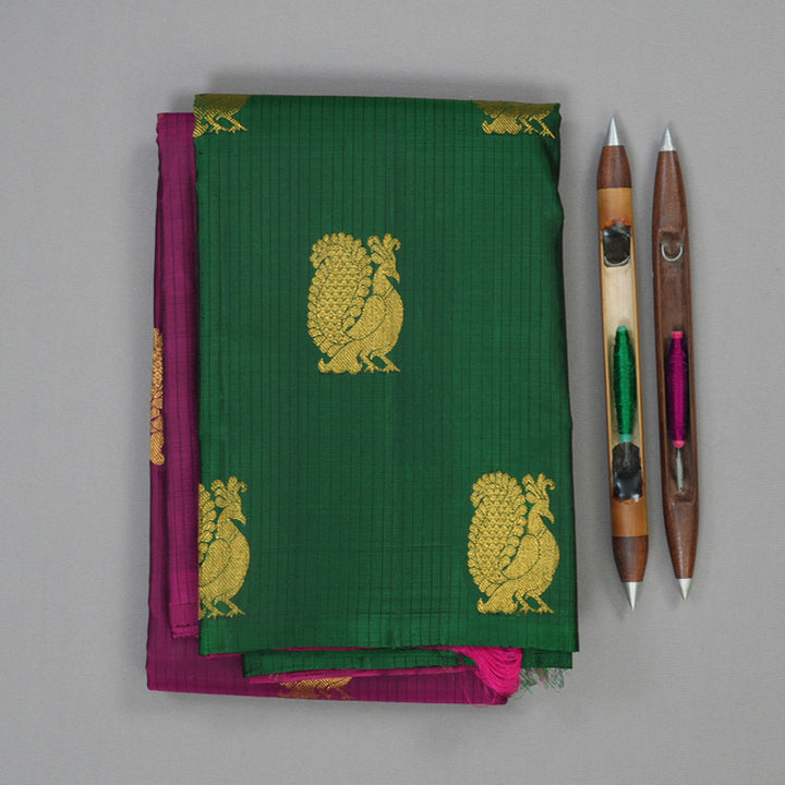 Hayagrivas Handloom Purple & Bottle Green Kanjivaram Silk Saree KBE2534C4-3