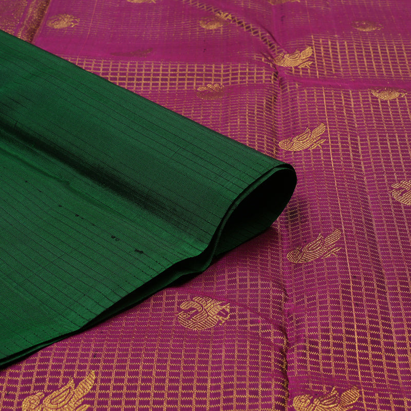 Hayagrivas Handloom Purple & Bottle Green Kanjivaram Silk Saree KBE2534C4-3