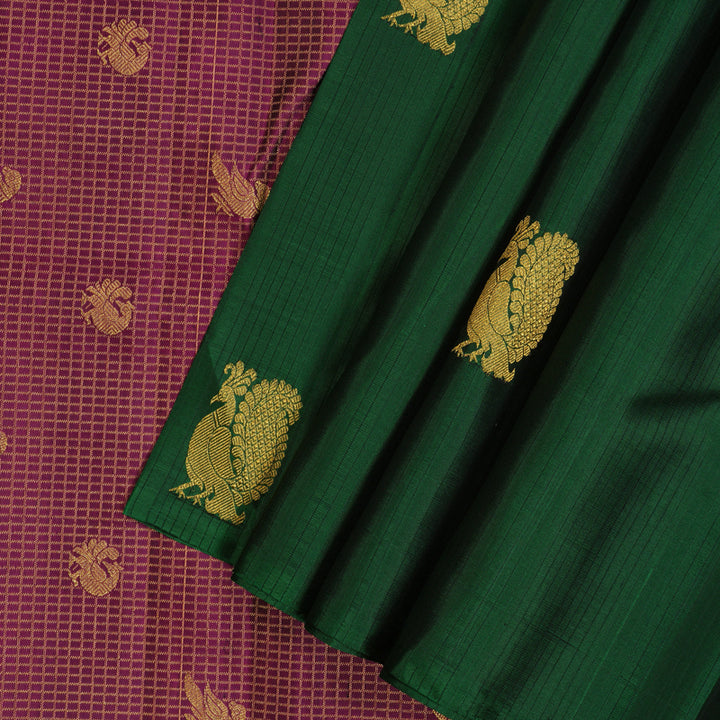 Hayagrivas Handloom Purple & Bottle Green Kanjivaram Silk Saree KBE2534C4-3