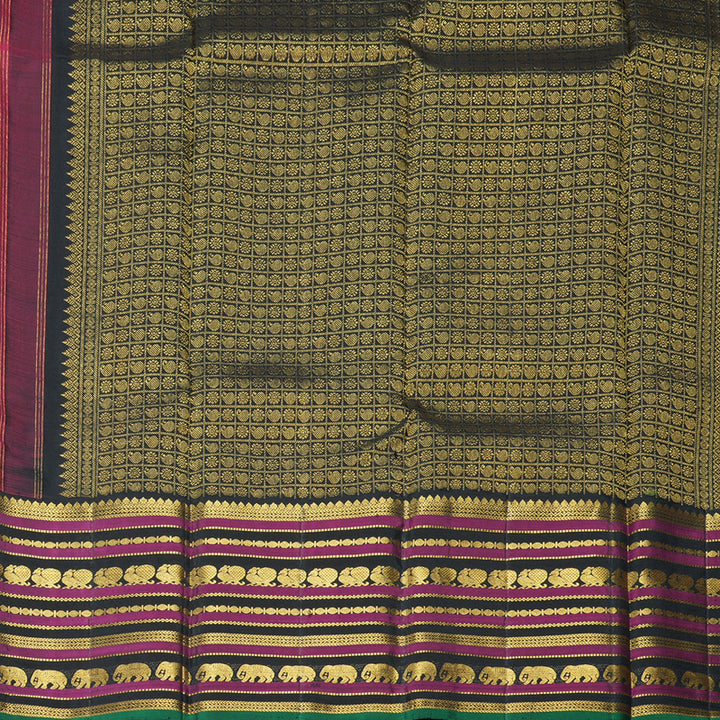 Hayagrivas Handloom Pink Kanjivaram Silk Saree with Black Border KBE2534C7-1