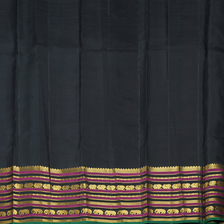 Hayagrivas Handloom Pink Kanjivaram Silk Saree with Black Border KBE2534C7-1