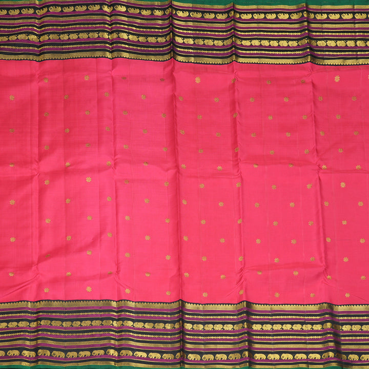 Hayagrivas Handloom Pink Kanjivaram Silk Saree with Black Border KBE2534C7-1