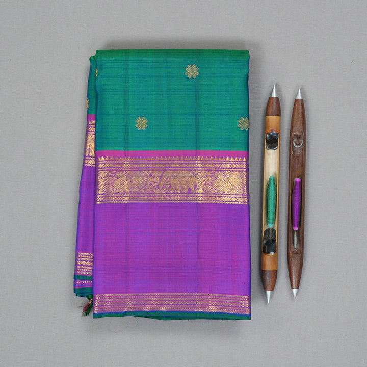 Hayagrivas Handloom Mayilkazhuthu Kanjivaram Silk Saree with Purple Border KBE2534C8-2