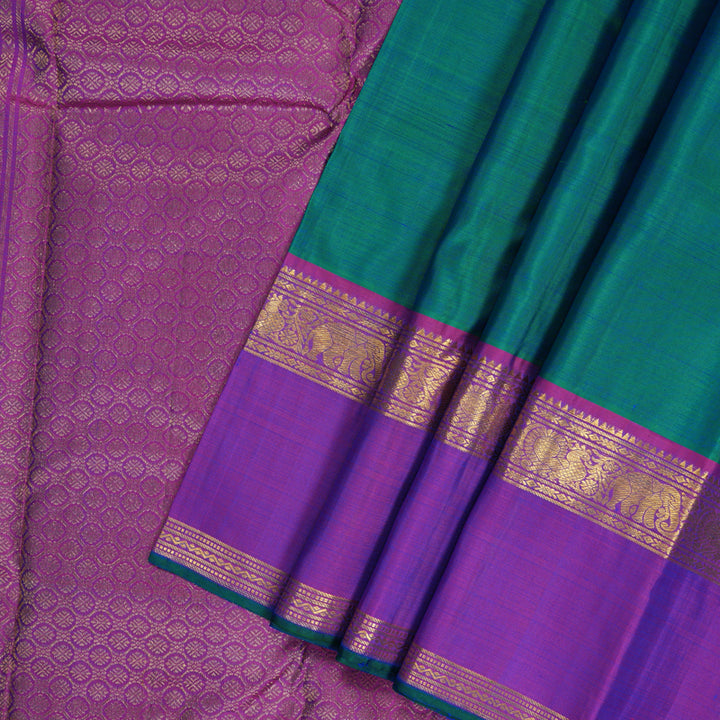 Hayagrivas Handloom Mayilkazhuthu Kanjivaram Silk Saree with Purple Border KBE2534C8-2