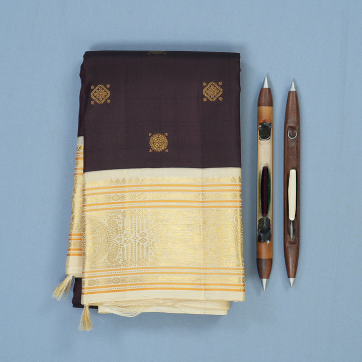 Hayagrivas Handloom Deep Nagapazham Kanjivaram Silk Saree with Ivory Border KBE2535C11-1