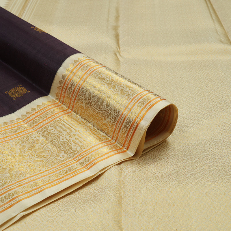 Hayagrivas Handloom Deep Nagapazham Kanjivaram Silk Saree with Ivory Border KBE2535C11-1