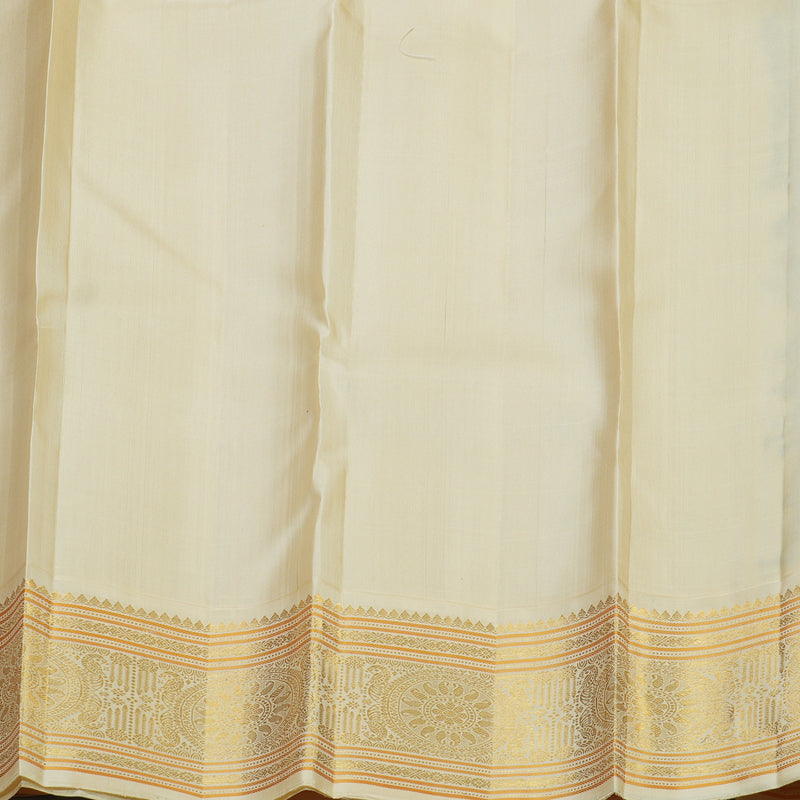Hayagrivas Handloom Deep Nagapazham Kanjivaram Silk Saree with Ivory Border KBE2535C11-1