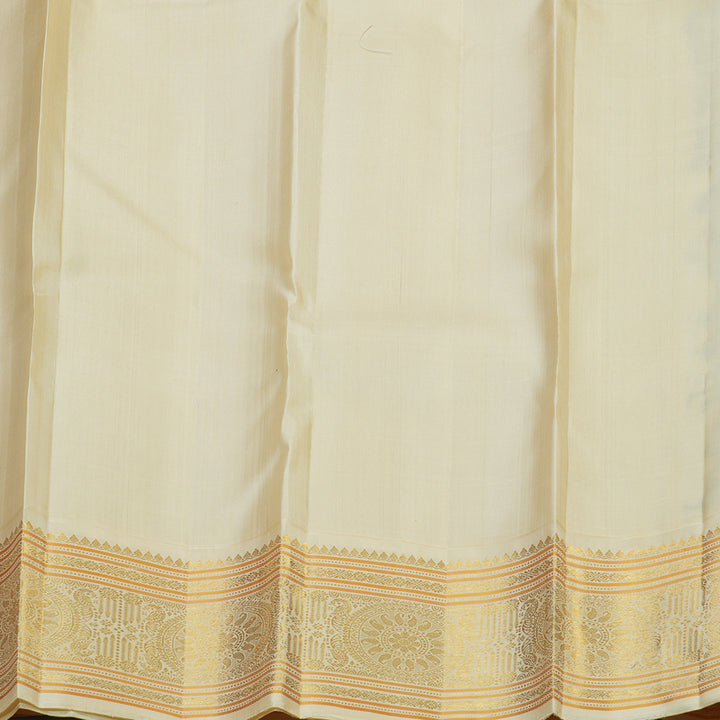Hayagrivas Handloom Deep Nagapazham Kanjivaram Silk Saree with Ivory Border KBE2535C11-1