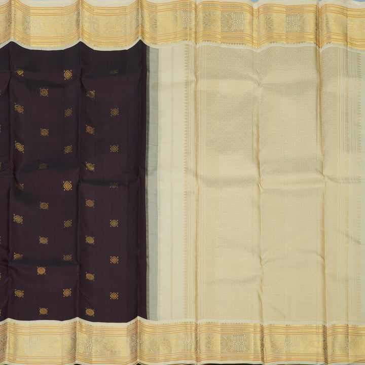 Hayagrivas Handloom Deep Nagapazham Kanjivaram Silk Saree with Ivory Border KBE2535C11-1