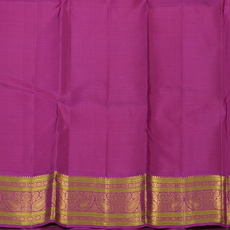 Hayagrivas Handloom Mustard Yellow Kanjivaram Silk Saree with Magenta Border KBE2535C12-1