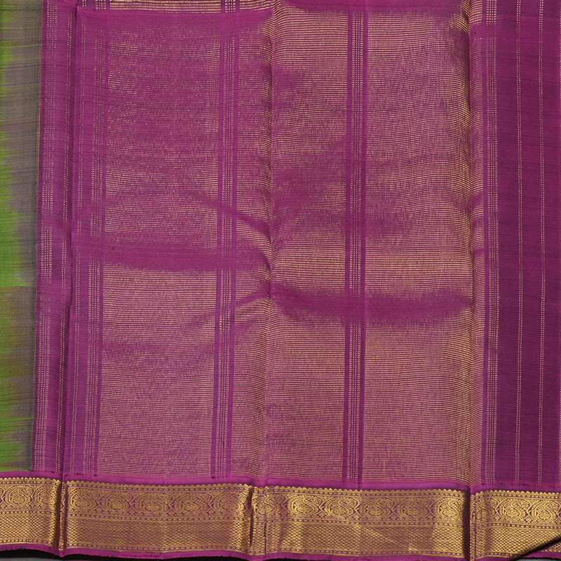 Hayagrivas Handloom Lime Green Kanjivaram Silk Saree with Magenta Border KBE2535C7-1