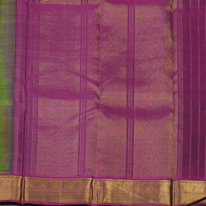 Hayagrivas Handloom Lime Green Kanjivaram Silk Saree with Magenta Border KBE2535C7-1