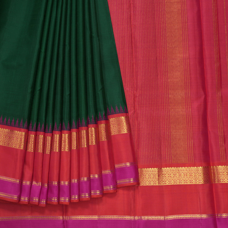 Hayagrivas Handloom Bottle Green Kanjivaram Silk Saree KBE2535C8-1
