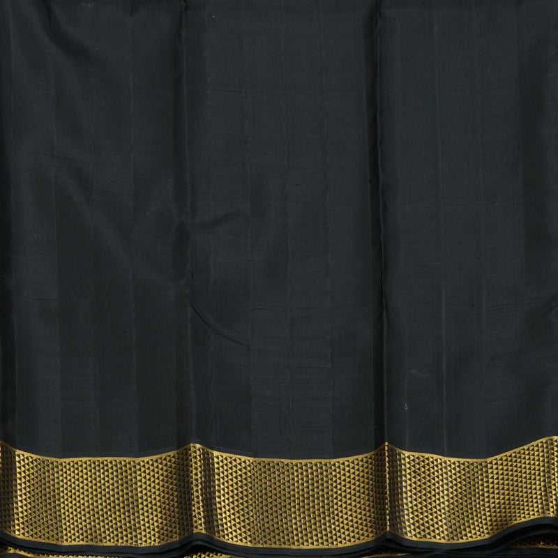 Hayagrivas Handloom Rust Orange Kanjivaram Silk Saree with Black Border KBE2537C1-1