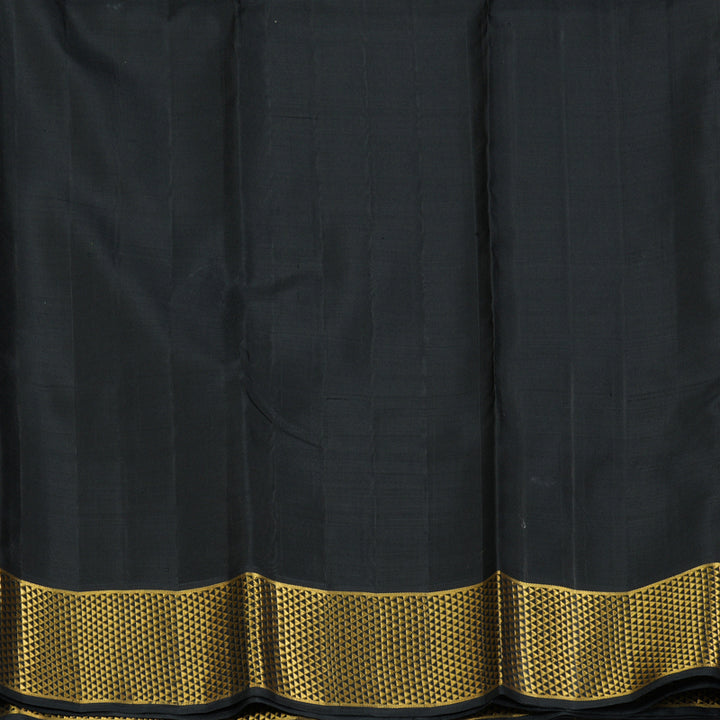 Hayagrivas Handloom Rust Orange Kanjivaram Silk Saree with Black Border KBE2537C1-1