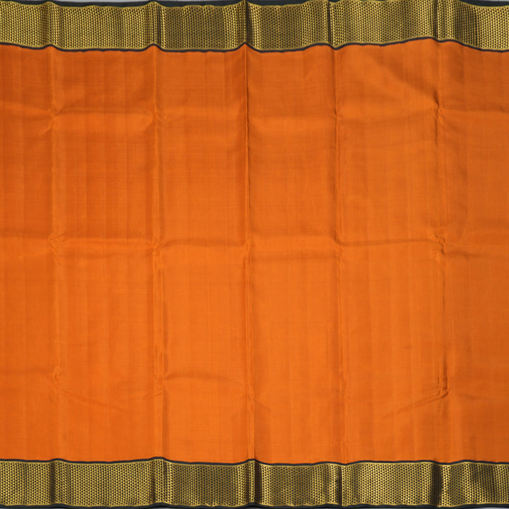 Hayagrivas Handloom Rust Orange Kanjivaram Silk Saree with Black Border KBE2537C1-1