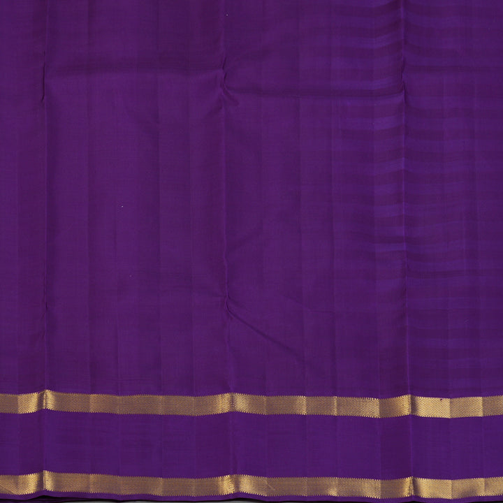 Hayagrivas Handloom Pista Green & Cream Checks Kanjivaram Silk Saree with Purple Border KBE2537C4-1