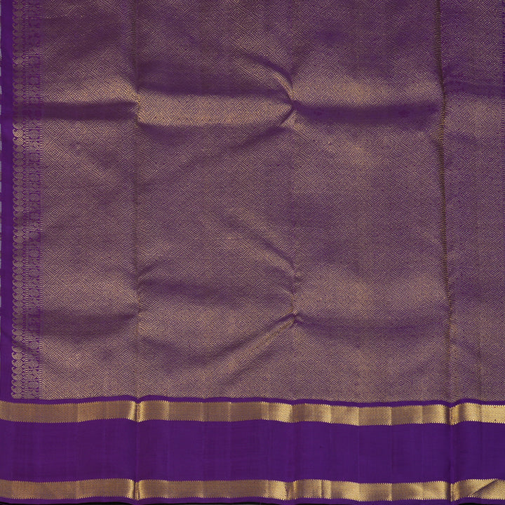 Hayagrivas Handloom Pista Green & Cream Checks Kanjivaram Silk Saree with Purple Border KBE2537C4-1
