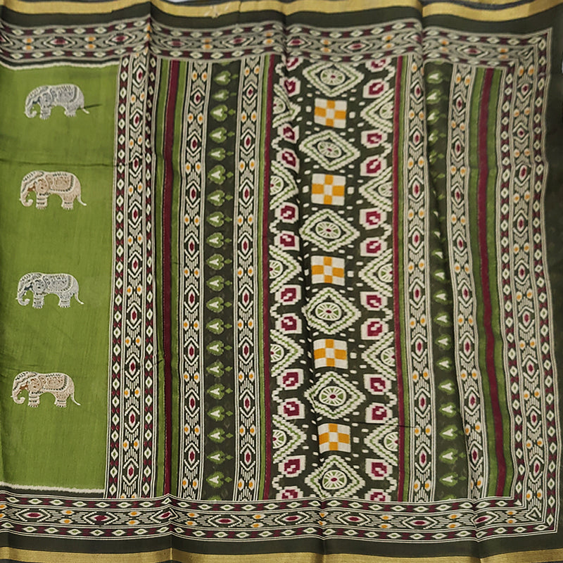 Hayagrivas Olive Green Fancy Cotton Saree KBE2544C12-8
