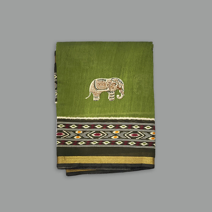 Hayagrivas Olive Green Fancy Cotton Saree KBE2544C12-8