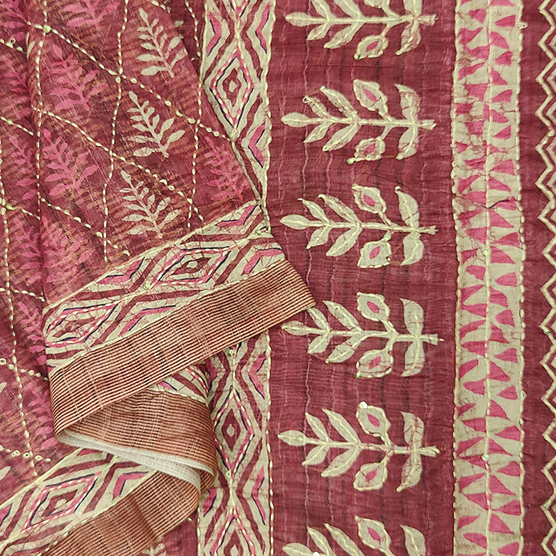 Hayagrivas Rosewood Pink Fancy Cotton Saree KBE2544C7-5