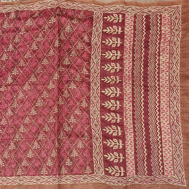 Hayagrivas Rosewood Pink Fancy Cotton Saree KBE2544C7-5