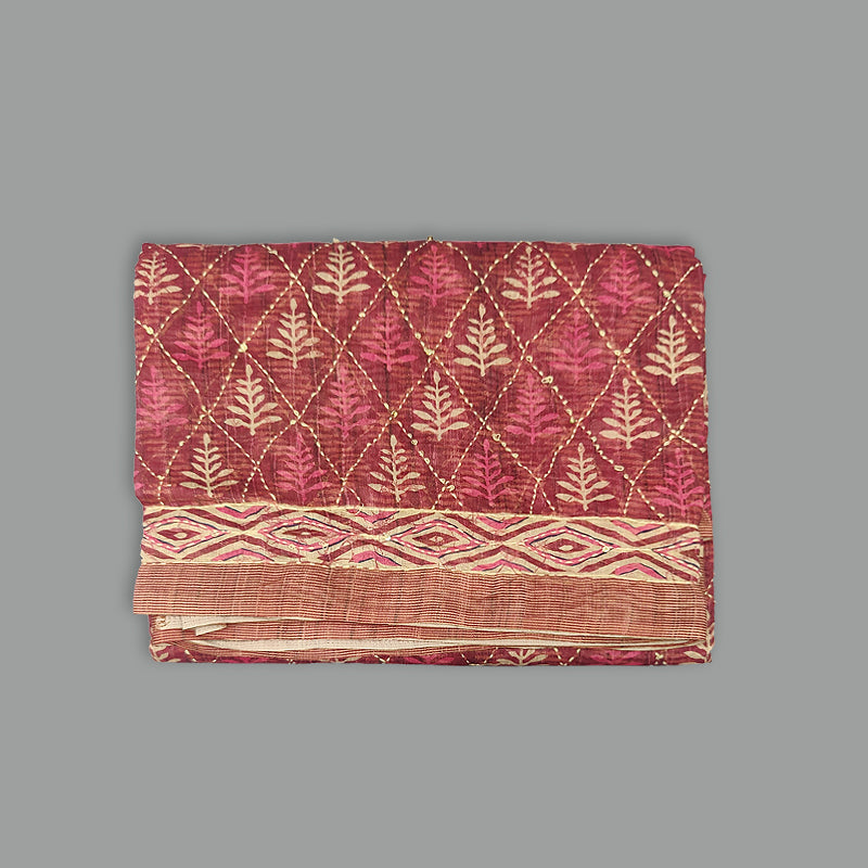 Hayagrivas Rosewood Pink Fancy Cotton Saree KBE2544C7-5