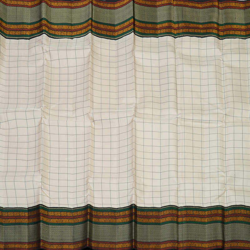 Hayagrivas Handloom Cream Kanjivaram Silk Saree with Black Border KBE2547C4-1