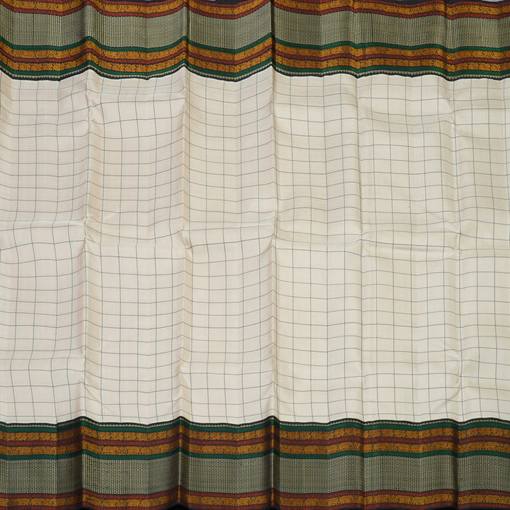 Hayagrivas Handloom Cream Kanjivaram Silk Saree with Black Border KBE2547C4-1