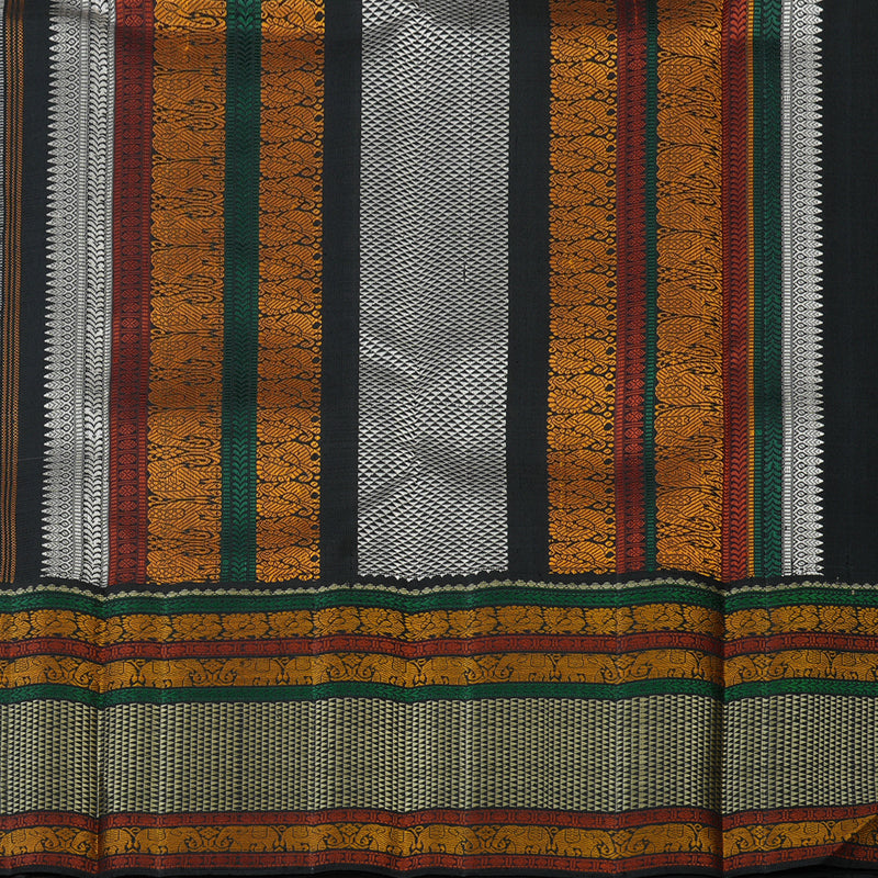 Hayagrivas Handloom Cream Kanjivaram Silk Saree with Black Border KBE2547C4-1