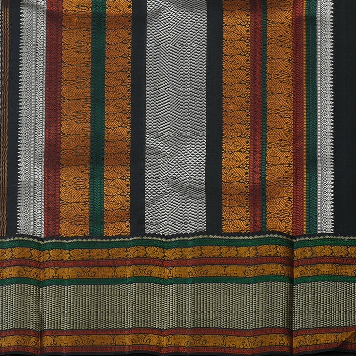 Hayagrivas Handloom Cream Kanjivaram Silk Saree with Black Border KBE2547C4-1