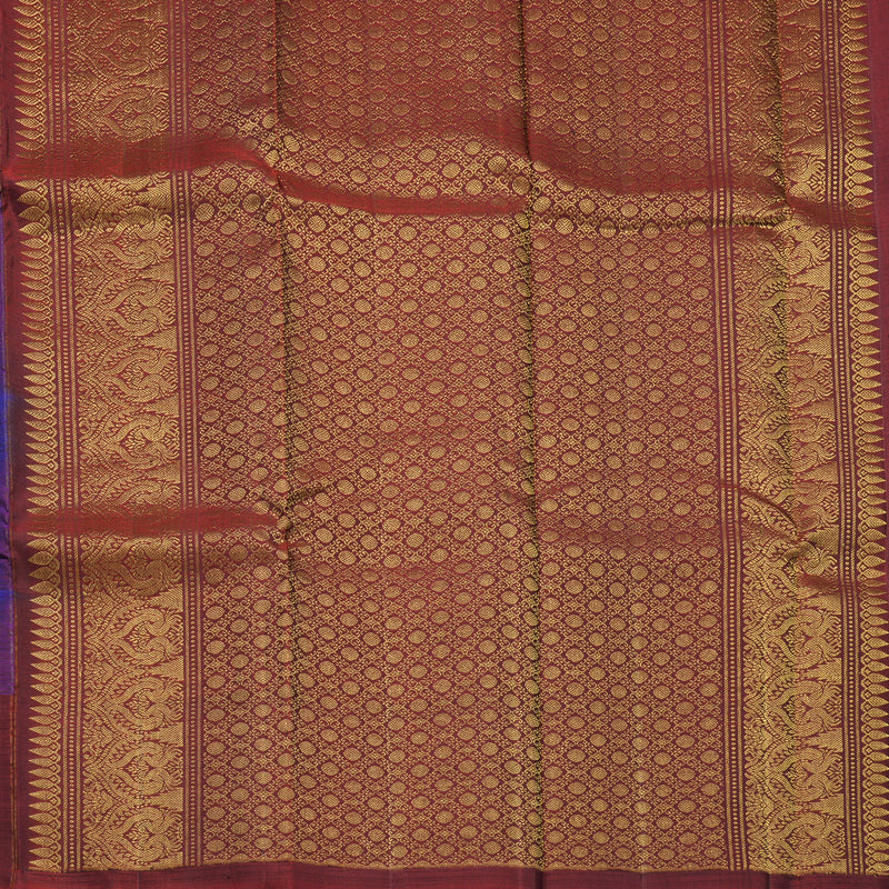 Hayagrivas Handloom MS Blue Kanjivaram Silk Saree with Araku Maroon Border KBF2549C2-2