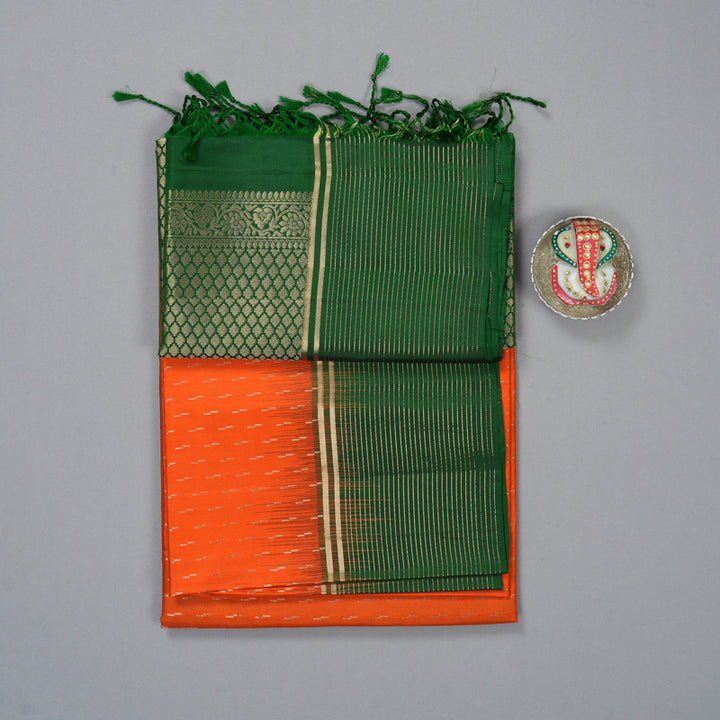 Hayagrivas Orange Handloom Soft Silk Saree KBE2551C1-4