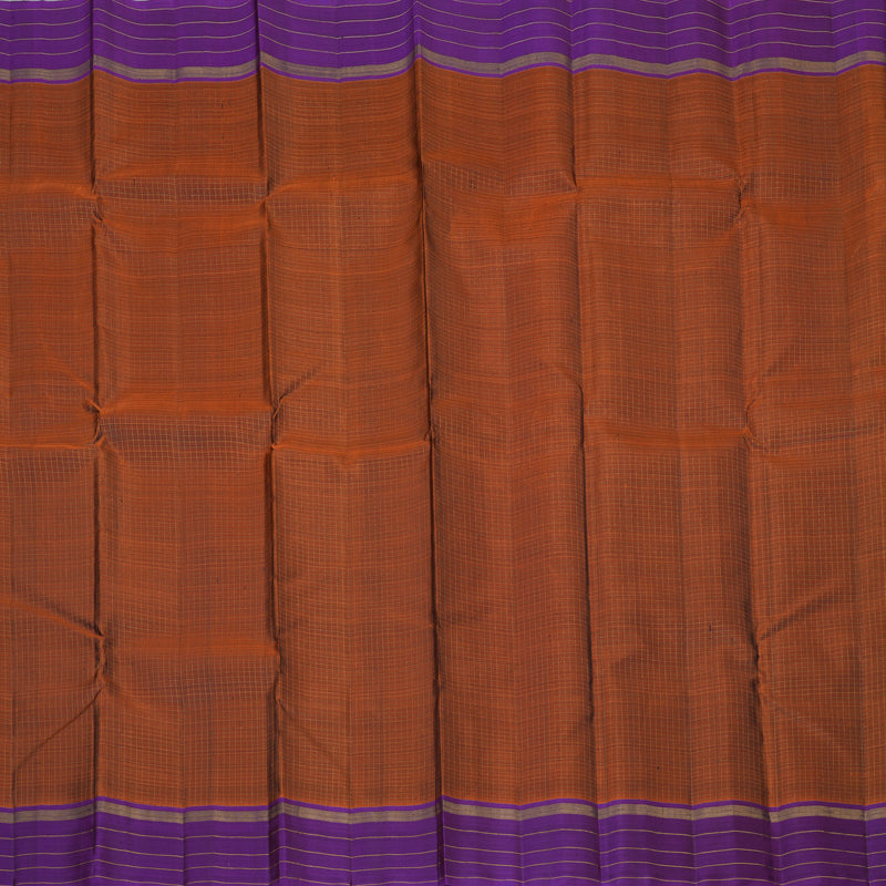 Hayagrivas Handloom Rust Orange Kanjivaram Silk Saree with Violet Border KBE2555C1-1