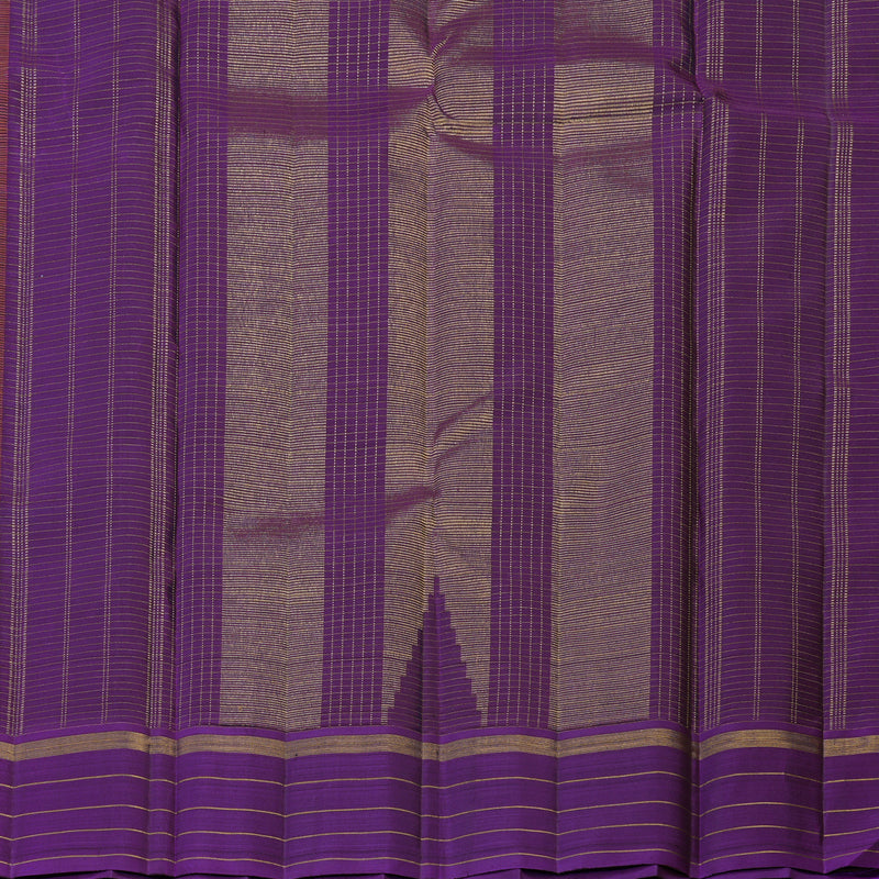 Hayagrivas Handloom Rust Orange Kanjivaram Silk Saree with Violet Border KBE2555C1-1