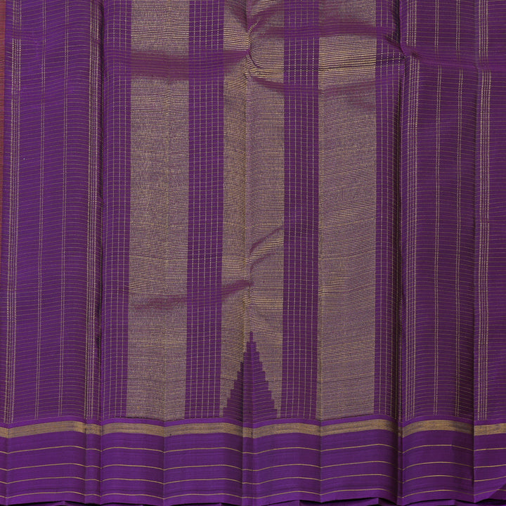 Hayagrivas Handloom Rust Orange Kanjivaram Silk Saree with Violet Border KBE2555C1-1