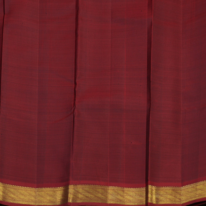 Hayagrivas Bottle Green Handloom Kanjivaram Silk Saree with Maroon Border KBE256D3-1