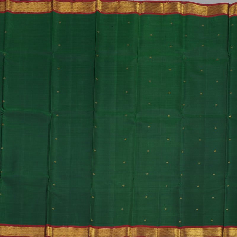 Hayagrivas Bottle Green Handloom Kanjivaram Silk Saree with Maroon Border KBE256D3-1