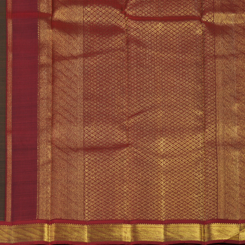 Hayagrivas Bottle Green Handloom Kanjivaram Silk Saree with Maroon Border KBE256D3-1