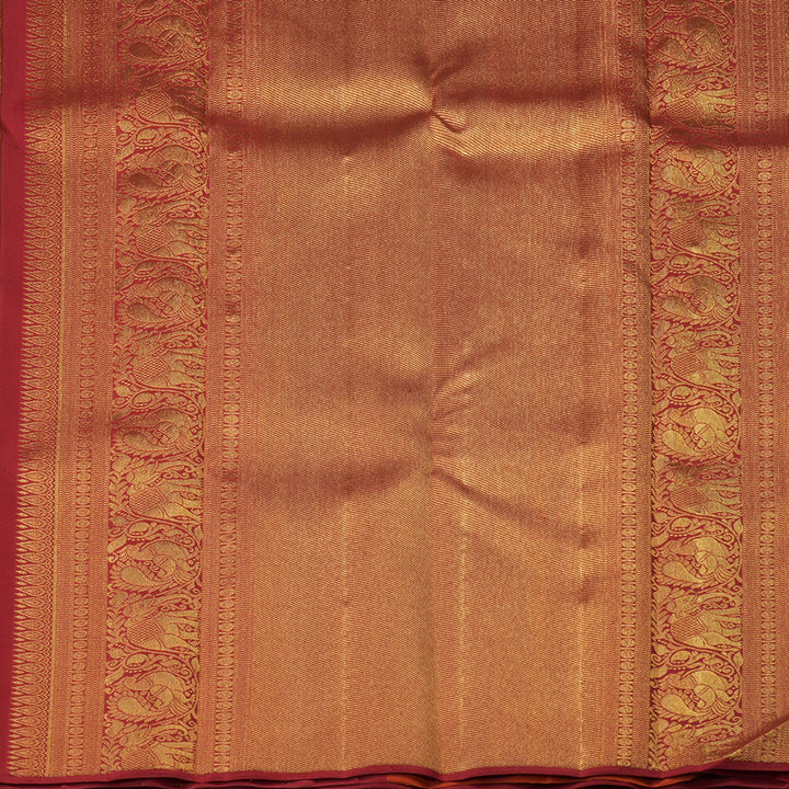 Hayagrivas Orange And Maroon Handloom Kanjivaram Silk Saree with Maroon Border KBE256D4-1