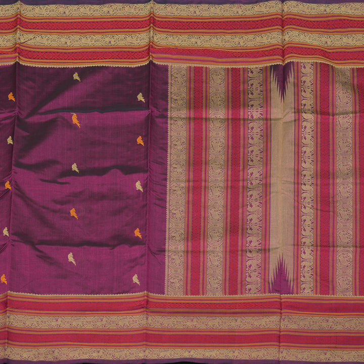 Hayagrivas Handloom Pure Silk Cotton Saree in Enchanting Purple KBE258E1-1